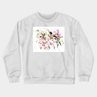 American Robin and Dogwood Flowers Crewneck Sweatshirt